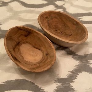 Beautiful hand, carved small oval set of two bowls